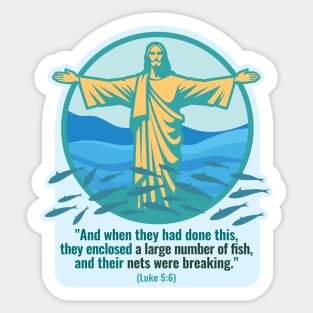 Jesus and something about fishing in the Bible. Sticker